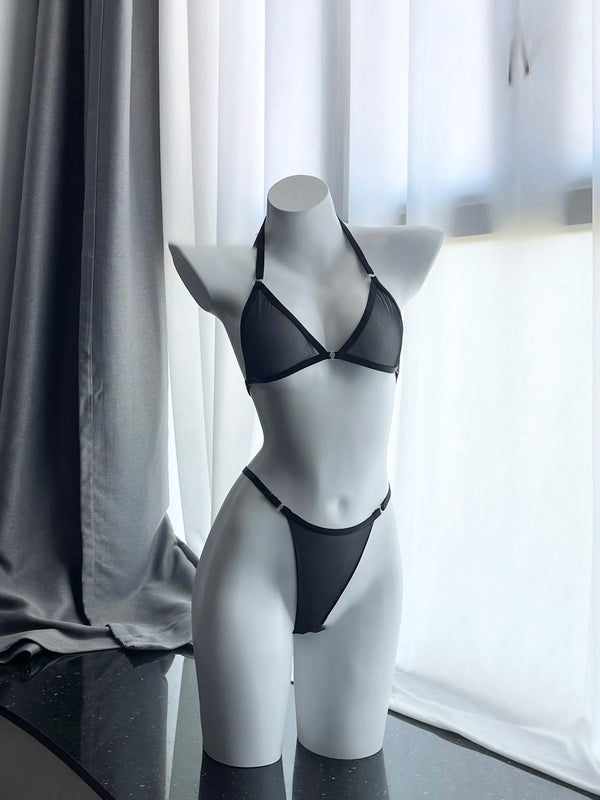 Transparent stockings bikini set z046