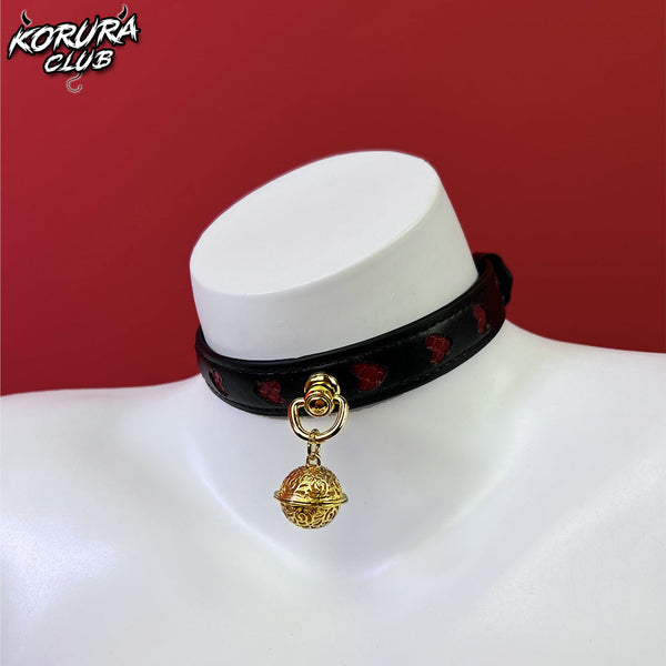 KORURACLUB  Gold Bell Collar Heart Leash AW044