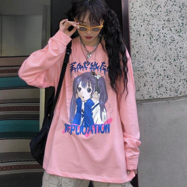 Harajuku cute girl print long sleeve t-shirt yc23526 – anibiu