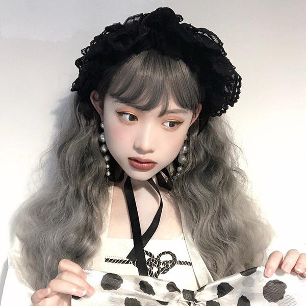 lolita light gray curly wig yc23722