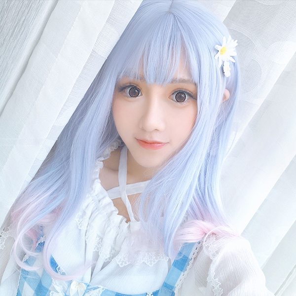 Lolita blue pink wig (gift Hair net) YC20217