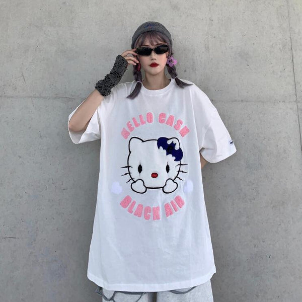Harajuku style kitty pattern T-shirt yc23279 – anibiu