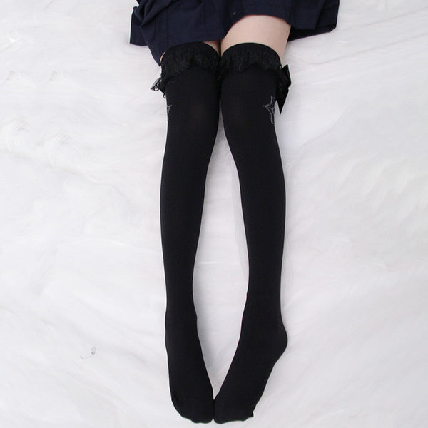 Harajuku sexy lace bow high socks YC21201 – anibiu