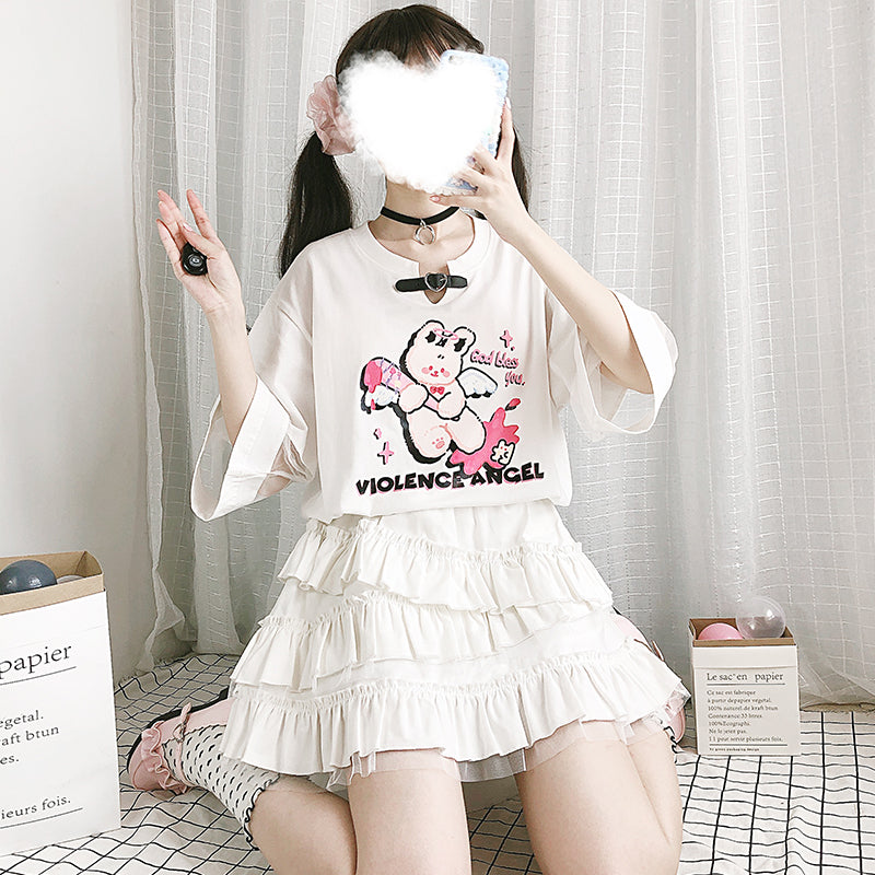 Harajuku JK print T-shirt YC24229 – anibiu