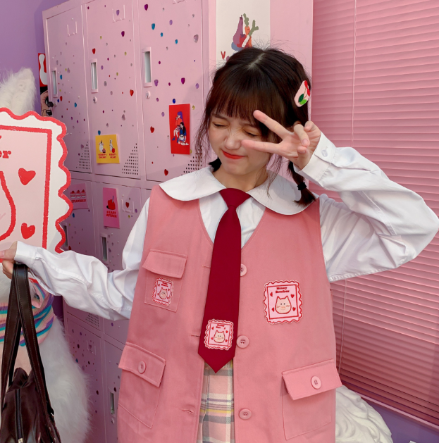 Japanese cute pink tie yc22701 – anibiu