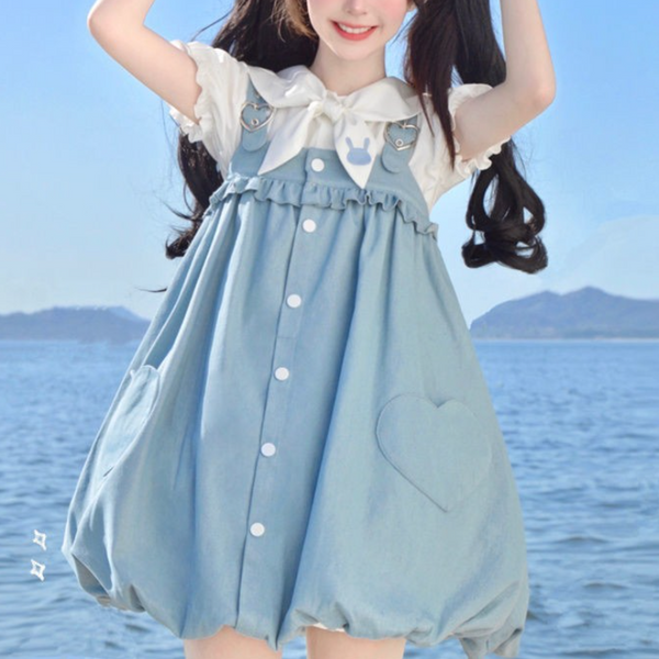 Lolita Bunny Shirt + Strap Dress yc50146