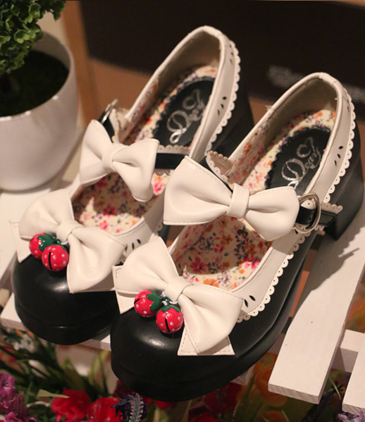 LOLITA STRAWBERRY BELLS BOW STRAP HIGH-HEELED SHOES     yc21023